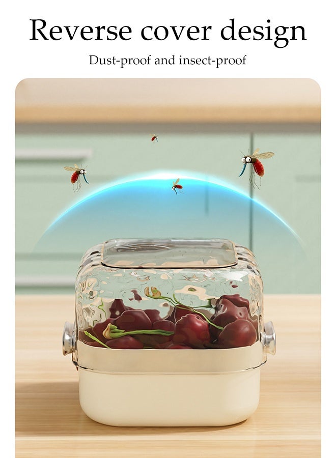 DUNISO مجموعة سلال تصريف متعددة الوظائف سلة تصريف قمع مصفاة سلة تصريف مزدوجة الطبقة مصفاة مطبخ منزلية سلة غسيل الخضروات بلاستيكية مع مقبض لغسل الفواكه، تصريف الخضروات وتخزين الطعام - Image 5