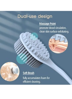 MJZ Shower Body Brush with Long Handle, Silicone Bath Back Brush Wet and Dry Brush Body Exfoliating Massage Skin Care and Foot Scrubber Care Shower Accessories  - Image 2