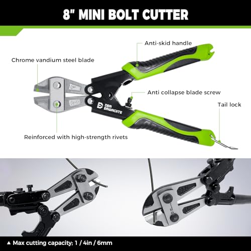 Der Erwachte 4-Piece Bolt Cutter Pliers Set, 14" Heavy Duty Bolt Cutter, 8" Mini Bolt Cutter, 8" Wire Cable Cutter, 8" Wire Rope Cutter with Carrying Bag, Cr-V Blade for Cutting Locks, Steel Wire, Chains - Image 3