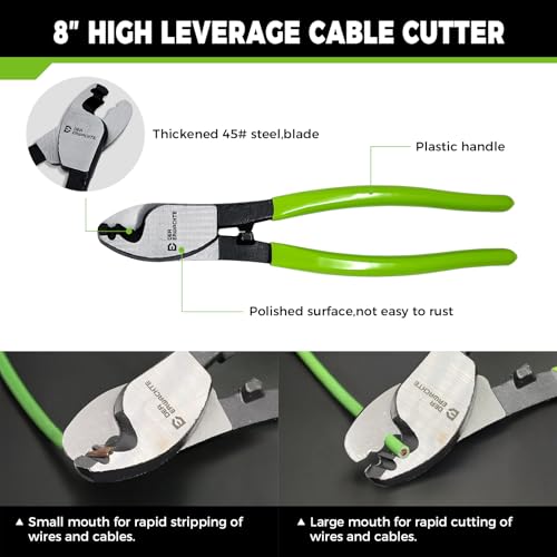 Der Erwachte 4-Piece Bolt Cutter Pliers Set, 14" Heavy Duty Bolt Cutter, 8" Mini Bolt Cutter, 8" Wire Cable Cutter, 8" Wire Rope Cutter with Carrying Bag, Cr-V Blade for Cutting Locks, Steel Wire, Chains - Image 4