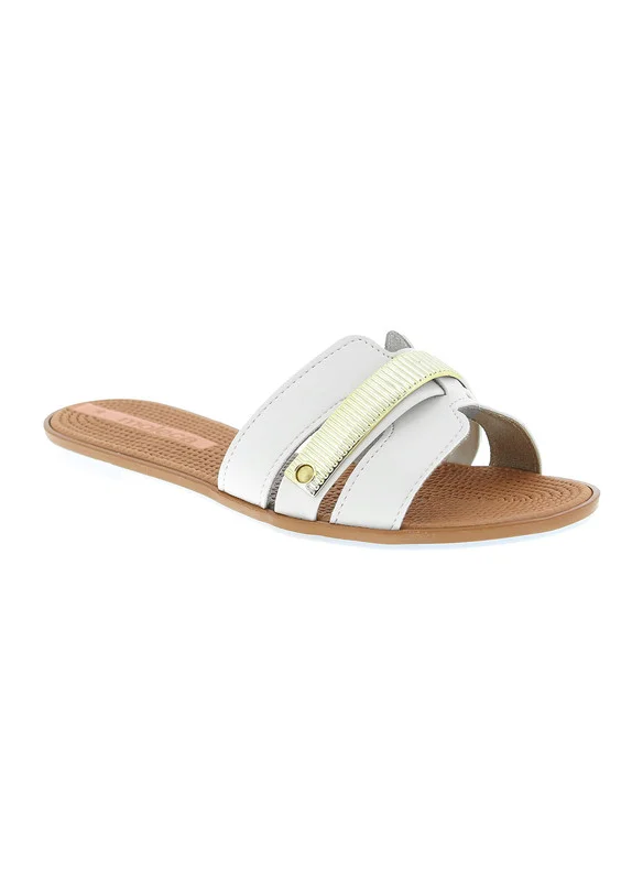 موليكا Moleca Ladies Flat Sandals Off White | Made In Brazil