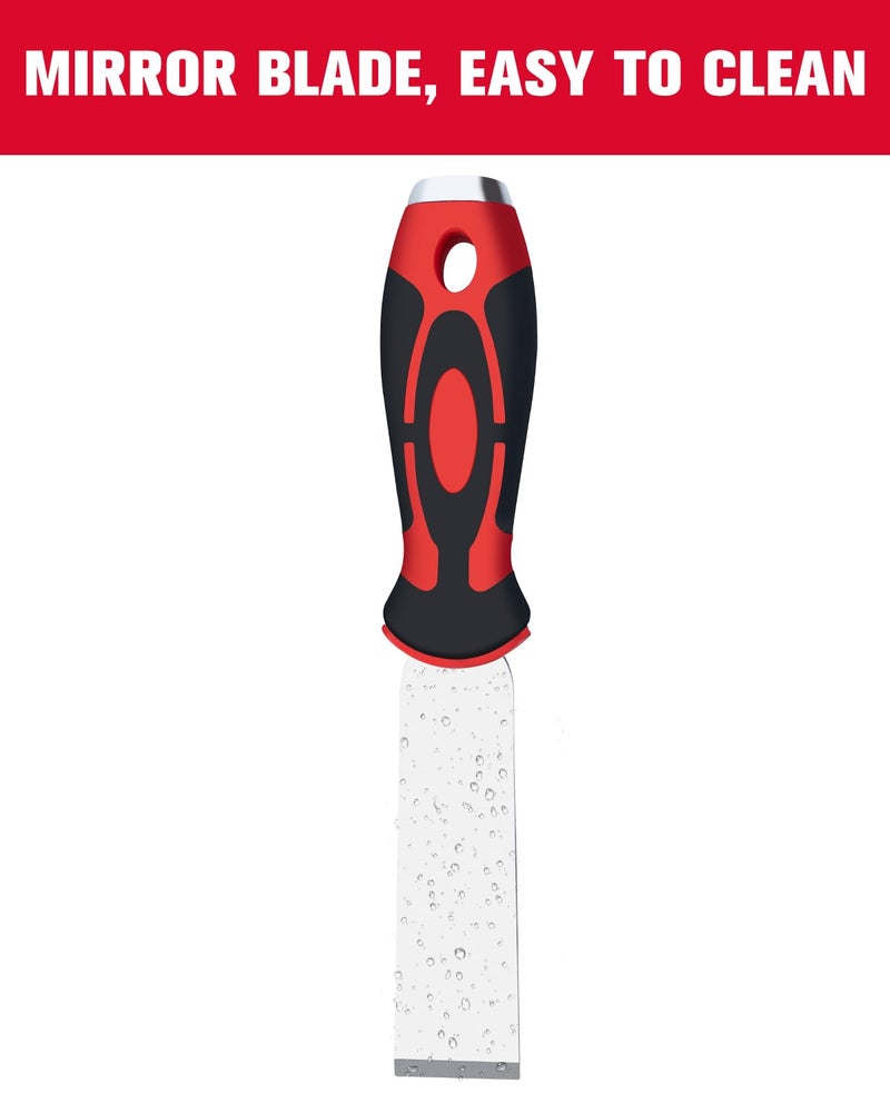 ROTATION Extra Thick Scraper Set, 4 piece, Soft Grip, Heavy Duty, Scraper with Hammer End, Stainless Steel Putty Knife - Image 5
