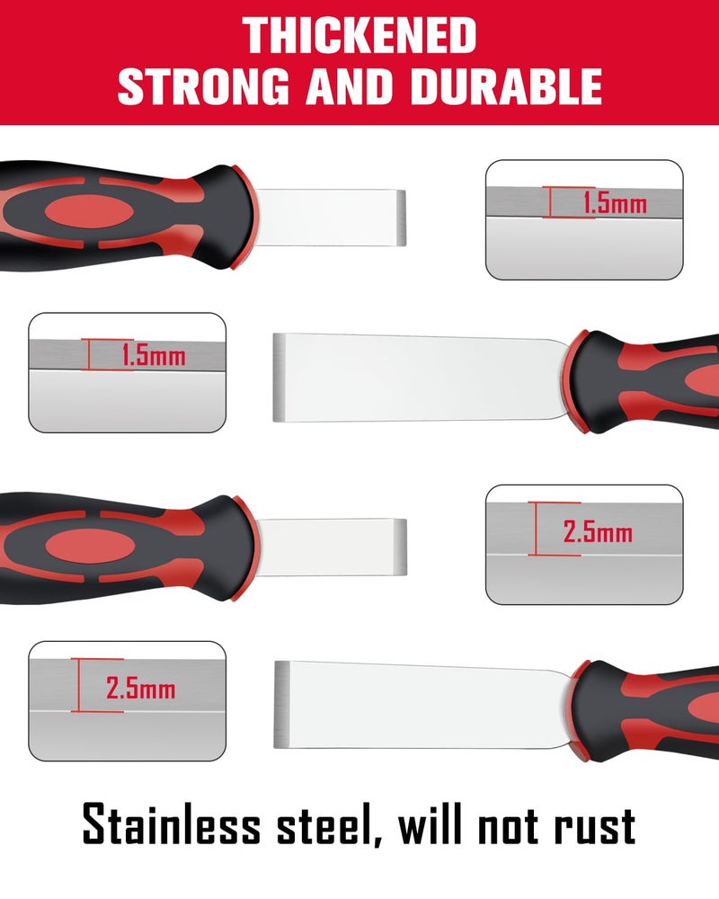 ROTATION Extra Thick Scraper Set, 4 piece, Soft Grip, Heavy Duty, Scraper with Hammer End, Stainless Steel Putty Knife - Image 4