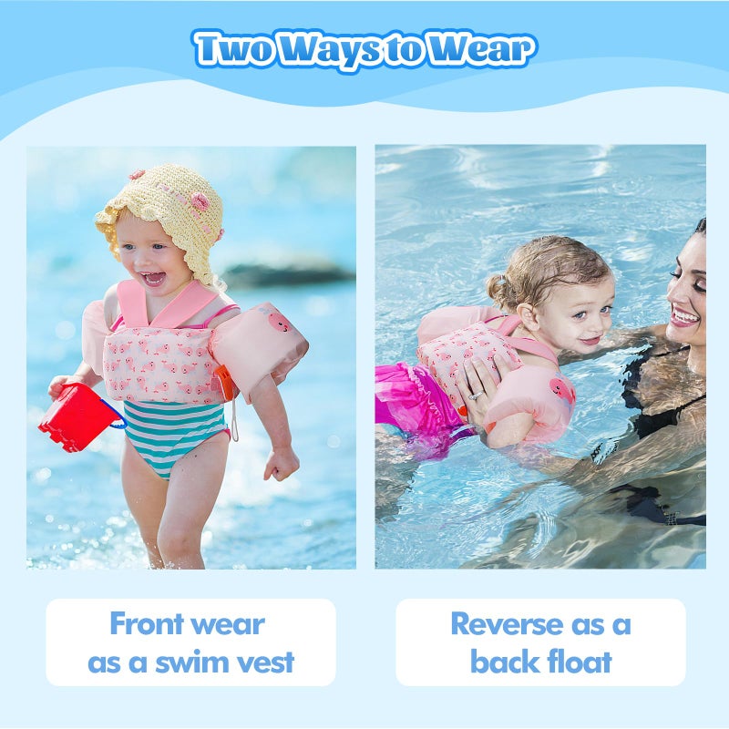 MoKo Swim Arm Band for Kids 20-30-40-50lbs, Clearance Toddler Swim Vest Cute Cartoon Swimming Wings Pool Floats Sleeve Children Water Sports Learning Swim Training Equipment, Pink Whale - Image 3