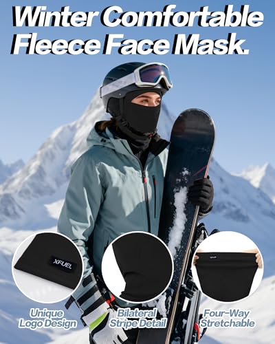 XFUEL Ski Mask Balaclava for Men Women Windproof Thermal Winter Full Face Mask Cold Weather Skiing Snowboarding Neck Gaiter (US, Alpha, One Size, Medium, Black) - Image 2