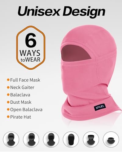 XFUEL Ski Mask Balaclava for Men Women Windproof Thermal Winter Full Face Mask Cold Weather Skiing Snowboarding Neck Gaiter (US, Alpha, One Size, Medium, Black) - Image 5
