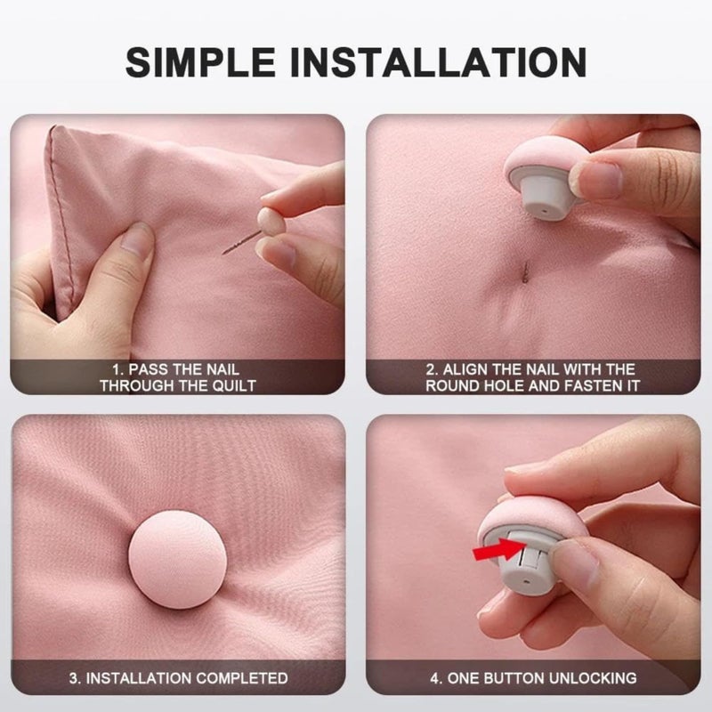 VIRAAJI Viraaji Pack of 8 Duvet Clips - Cotton Mushroom Shape Duvet Clips, Non-Slip Cover Fixator, Comforter Quilt Holder with One-Key Unlock for Blanket, Bed Sheet, Curtain, Socks (Pink)  - Image 2