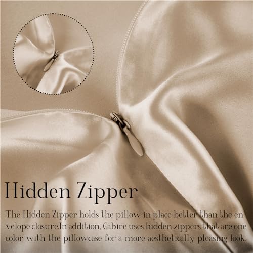 Gabire Mulberry Silk Pillowcase for Hair and Skin Prevent Acne Pillowcase Both Sides Real Silk Pillowcases Organic Silk Pillow case with Hidden Zipper, Champagne, Standard (20"×26") - Image 4