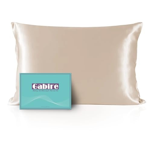 Gabire Mulberry Silk Pillowcase for Hair and Skin Prevent Acne Pillowcase Both Sides Real Silk Pillowcases Organic Silk Pillow case with Hidden Zipper, Champagne, Standard (20"×26") - Image 1