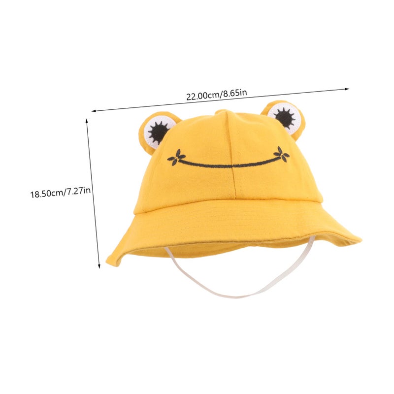 Yellow Cotton Baby Sun Hat With Wide Brim And Windproof Rope For Photography 1 3 Years - Image 3