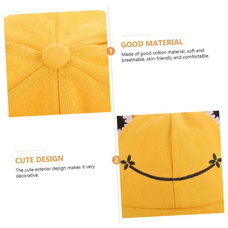 Yellow Cotton Baby Sun Hat With Wide Brim And Windproof Rope For Photography 1 3 Years - Image 5