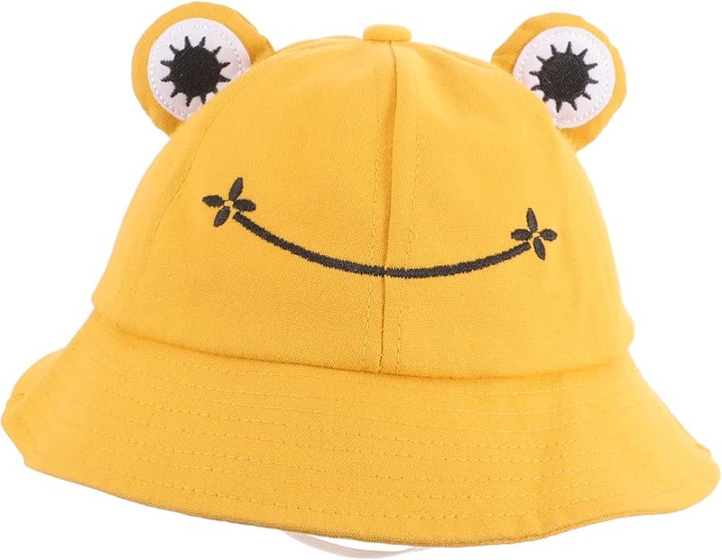 Yellow Cotton Baby Sun Hat With Wide Brim And Windproof Rope For Photography 1 3 Years - Image 1