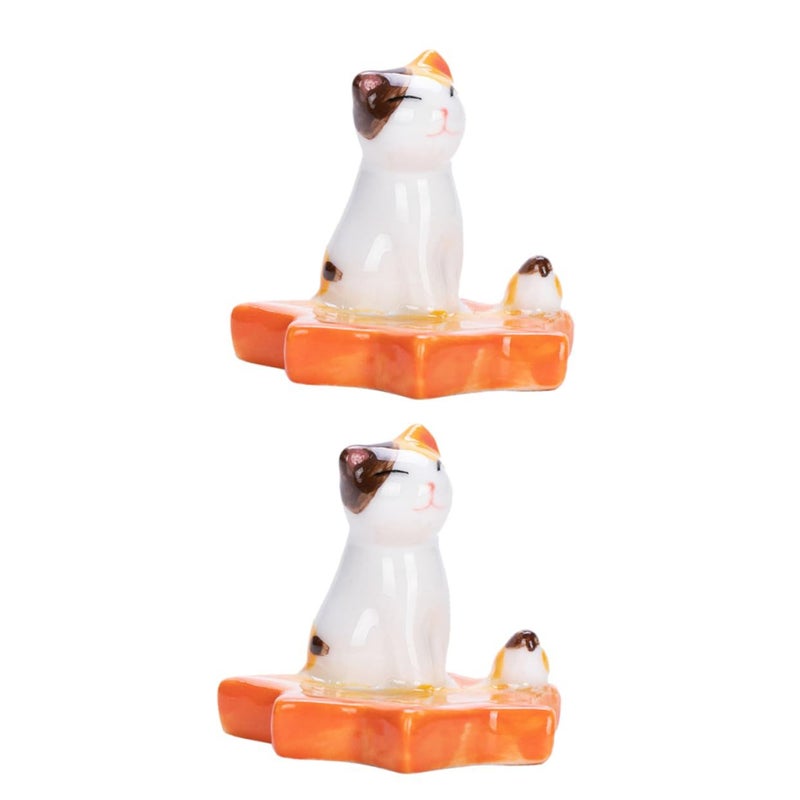 Elegant Ceramic Cat Chopstick Holder Set Random Styles For Home Dining Cute Tableware Gift - Image 2