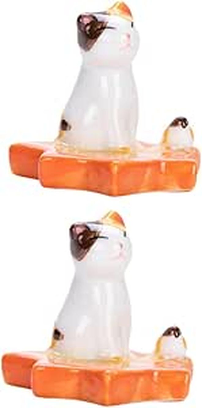 Elegant Ceramic Cat Chopstick Holder Set Random Styles For Home Dining Cute Tableware Gift - Image 1