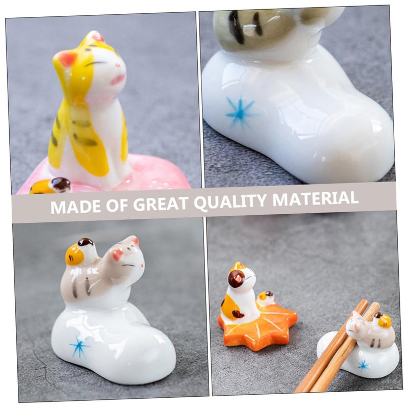 Elegant Ceramic Cat Chopstick Holder Set Random Styles For Home Dining Cute Tableware Gift - Image 5