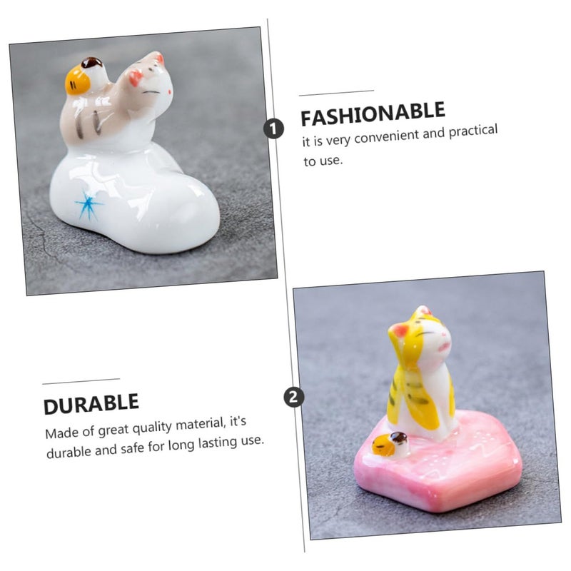 Elegant Ceramic Cat Chopstick Holder Set Random Styles For Home Dining Cute Tableware Gift - Image 3