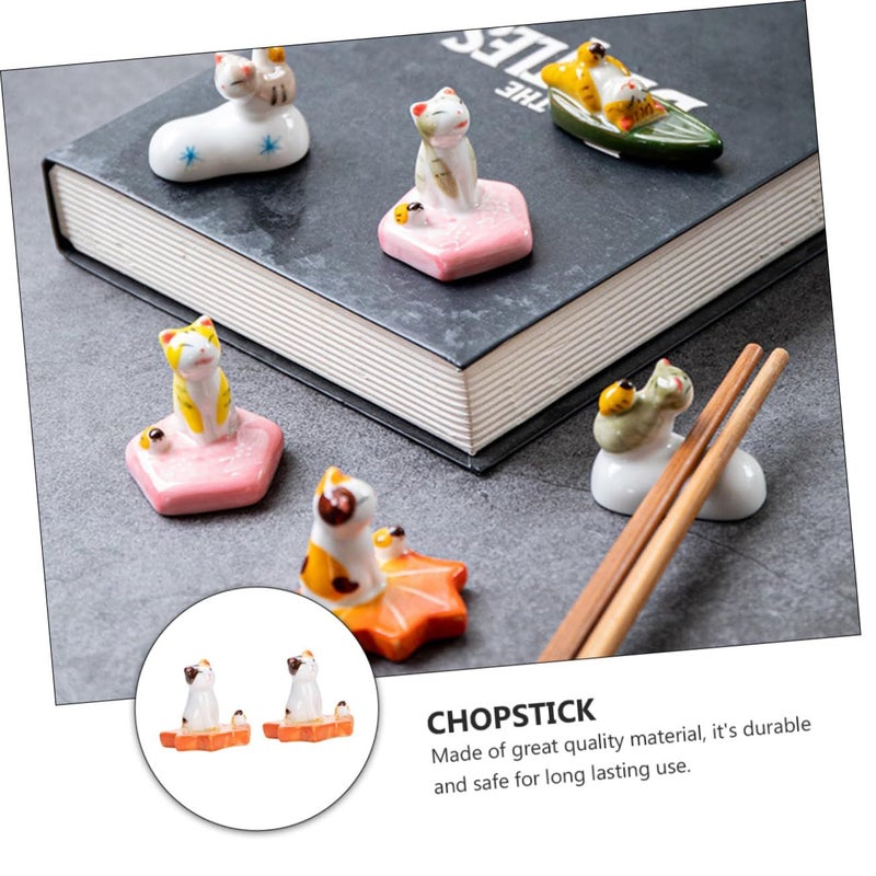 Elegant Ceramic Cat Chopstick Holder Set Random Styles For Home Dining Cute Tableware Gift - Image 4
