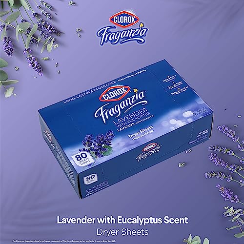Clorox Fraganzia Fabric Softener Dryer Sheets, Lavender Scent - Wrinkle Reducing Scented Softening Laundry Dryer Sheets for Great Smelling Clothes, 80 Count - Image 2