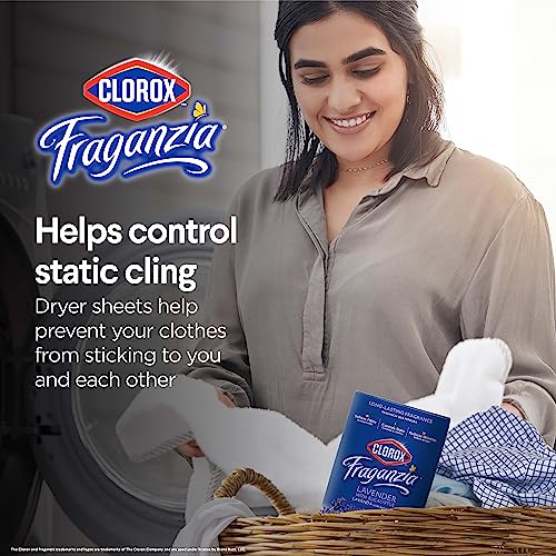 Clorox Fraganzia Fabric Softener Dryer Sheets, Lavender Scent - Wrinkle Reducing Scented Softening Laundry Dryer Sheets for Great Smelling Clothes, 80 Count - Image 3