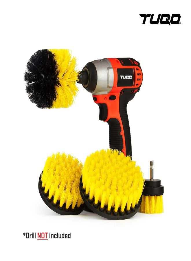 TUQO SB20Y, DrillBrush Attachment Set - Power Scrubber Brush Cleaning Kit - for Bathroom Surfaces, Grout, Floor, Tile, Corners, Kitchen. etc. |Medium Bristles |Hex Shank Fits Most Drills |Yellow - Image 5