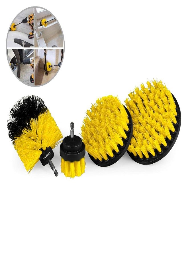 TUQO SB20Y, DrillBrush Attachment Set - Power Scrubber Brush Cleaning Kit - for Bathroom Surfaces, Grout, Floor, Tile, Corners, Kitchen. etc. |Medium Bristles |Hex Shank Fits Most Drills |Yellow - Image 1