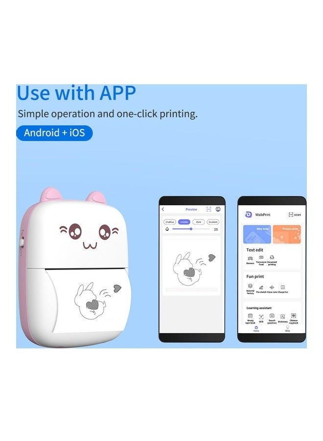 Mini Portable Printer, Wireless Bluetooth Thermal Printer with 1 Paper Rolls, Compatible with Android, iPhone & Smartphones, Inkless Printing - Image 3