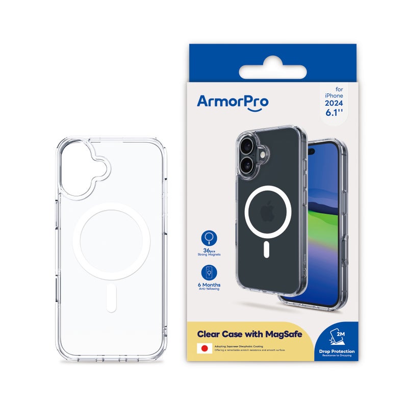 ArmorPro iPhone 16 Clear Case MagSafe Compatible White clear - Image 1