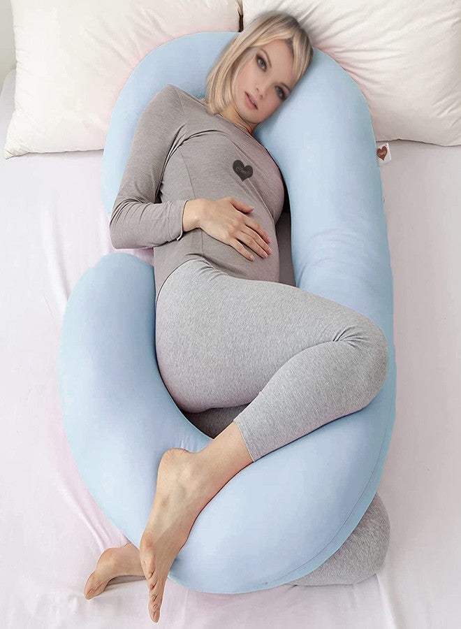 COOZLY C Shaped Pregnancy Pillow | Maternity Pillow|100% Cotton Removable Covers | Premium PregnoCare Fibres | Pregnancy Sleeping Pillow (Sky Blue) - Image 1