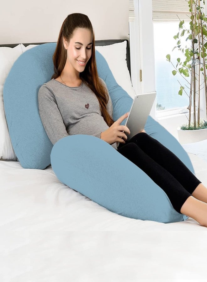 COOZLY C Shaped Pregnancy Pillow | Maternity Pillow|100% Cotton Removable Covers | Premium PregnoCare Fibres | Pregnancy Sleeping Pillow (Sky Blue) - Image 5