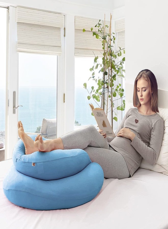 COOZLY C Shaped Pregnancy Pillow | Maternity Pillow|100% Cotton Removable Covers | Premium PregnoCare Fibres | Pregnancy Sleeping Pillow (Sky Blue) - Image 4