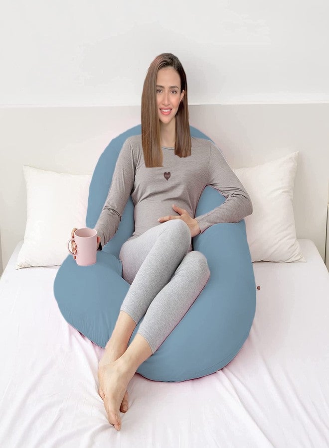 COOZLY C Shaped Pregnancy Pillow | Maternity Pillow|100% Cotton Removable Covers | Premium PregnoCare Fibres | Pregnancy Sleeping Pillow (Sky Blue) - Image 3