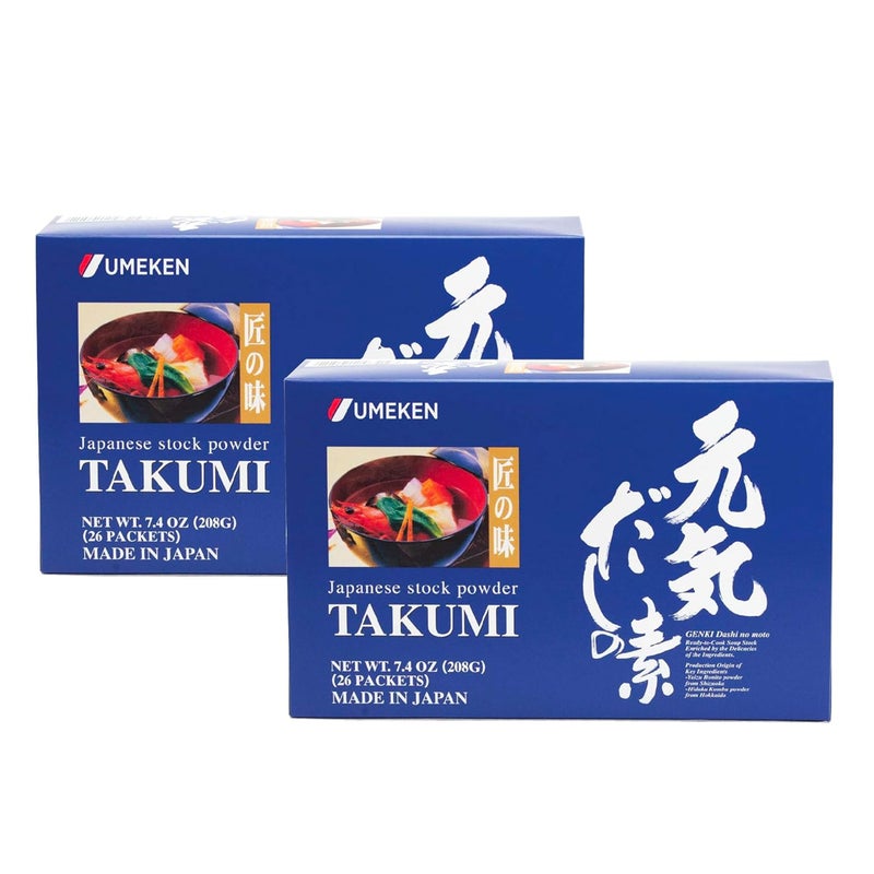 umeken مسحوق مرق أومكن تاكومي، عبوات داشي اليابانية لتتبيل وجباتك، أومامي، مسحوق توابل بونيتو وداشي مع 4 حصص لكل عبوة، بدون إضافة MSG، 26 عبوة، 7.4 أونصة، عبوة من 2 - Image 1