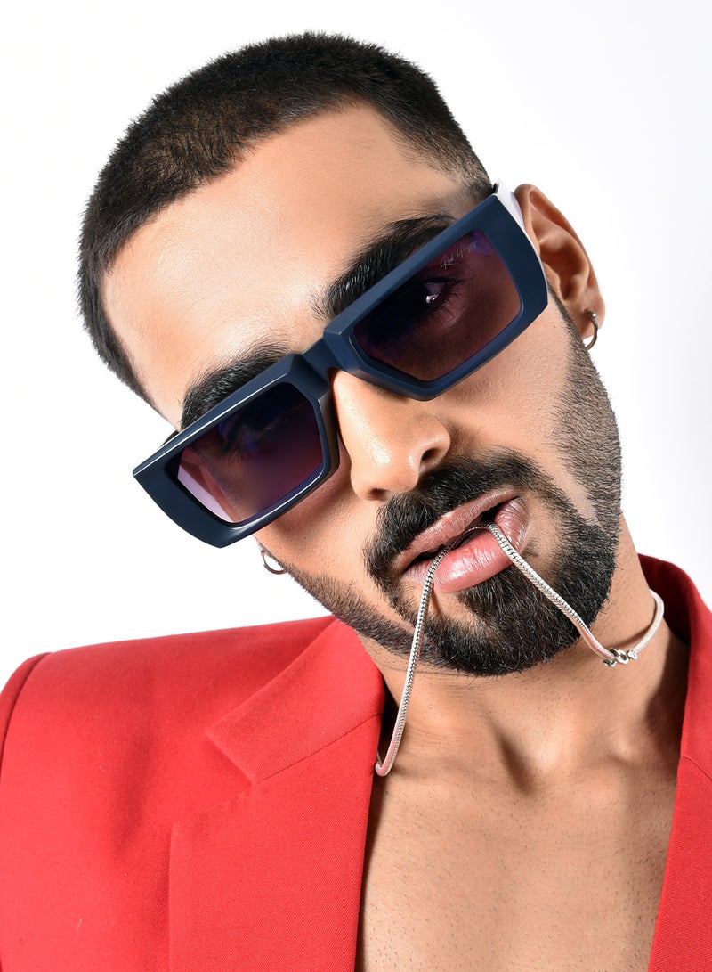Woggles Red Pappy Lune Blue Rectangle Sunglasses - Image 4