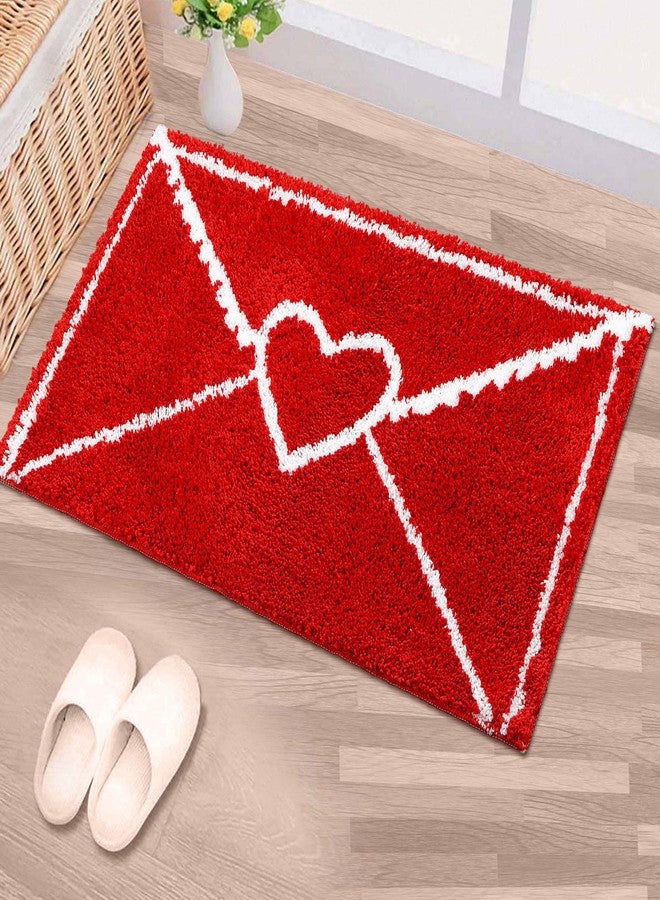 دونزي سجادة حمام دانزي بتصميم قلب أحمر، مقاس 17.2 × 29.2 بوصة، ناعمة، مانعة للانزلاق، ماصة للماء، مثالية كهدية عيد الحب للحمام وغرفة المعيشة. - Image 1