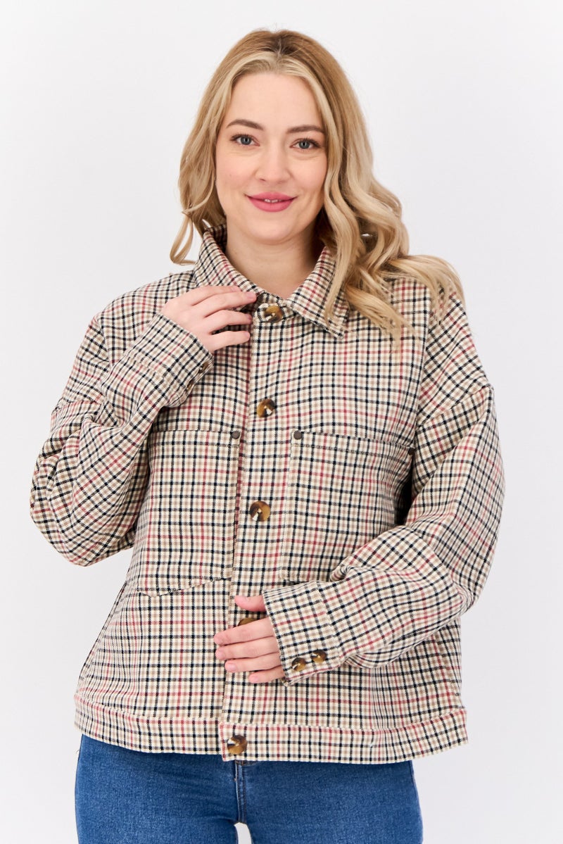 ESPRIT Women Checkered Jacket Shirt, Multicolor  - Image 1