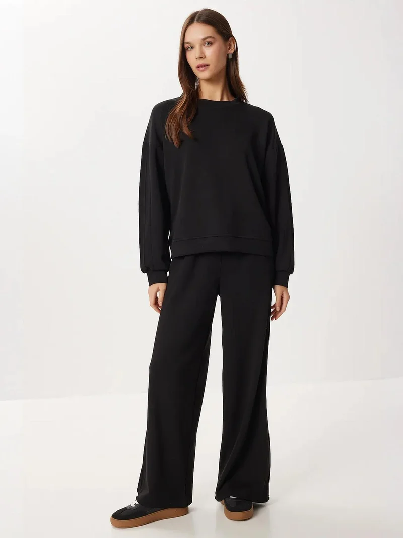 Lovely Istanbul ISTANBUL High Waist Crew Neck Long Sleeve Cotton Two-Piece Set