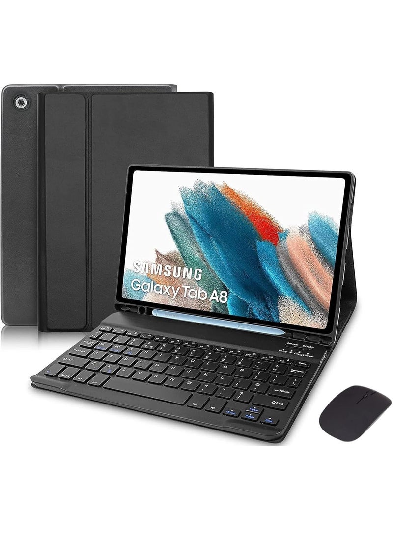 ELTRAZONE Keyboard Case Compatible with Samsung Galaxy Tab A8 10.5 Inch 2022 & Built-in S Pen Holder - Slim Smart Cover with Detachable Bluetooth Keyboard and Mouse - Image 1