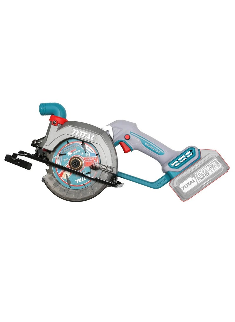 TOTAL - TOTAL 20V Cordless Brushless Circular Saw – 140mm (5-1/2”) Blade with Adjustable Cutting Depth & Bevel, 4.0Ah Battery & Fast Charger – Ideal for Wood Cutting, DIY & Carpentry Projects - Image 1