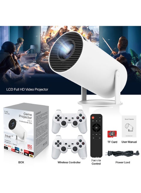 Game Console 4K HD Video, Classic 64GB Retro TV 10000 Game,Game Projector 2 in 1 Professional Chip, Portable Projector With Wireless Controller Gamepad, 2.4G /5G WiFi BT 5.0 Support 4K 130-inch screen 180° Rotation Hi-Fi Speaker Portable Size 50-100% Zoom