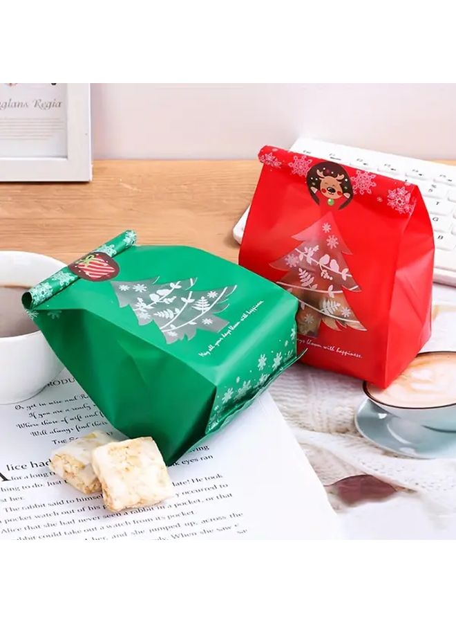 10 Pcs Mixed Red And Green Christmas Tree Bags With Stickers For Party Favors Gift Packaging Decorations - Image 2