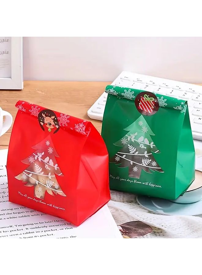 10 Pcs Mixed Red And Green Christmas Tree Bags With Stickers For Party Favors Gift Packaging Decorations - Image 5