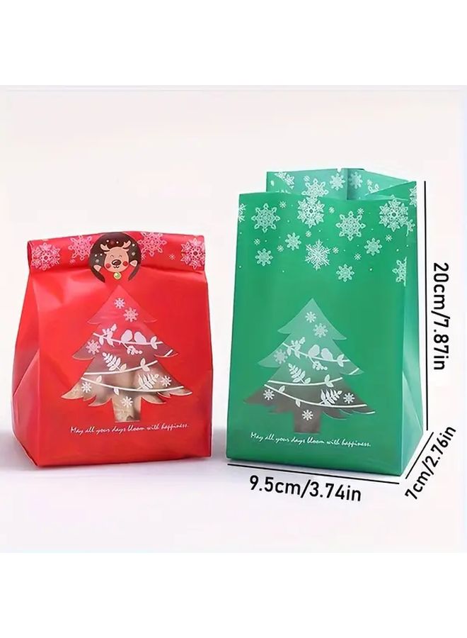 10 Pcs Mixed Red And Green Christmas Tree Bags With Stickers For Party Favors Gift Packaging Decorations - Image 3