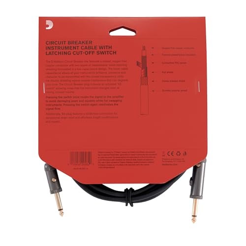 Planet Waves D’Addario 10' Circuit Breaker Instrument Cable with Latching Cut-Off Switch, Straight Plug, by D'Addario, 1/4", (PW-AGL-10) - Image 4