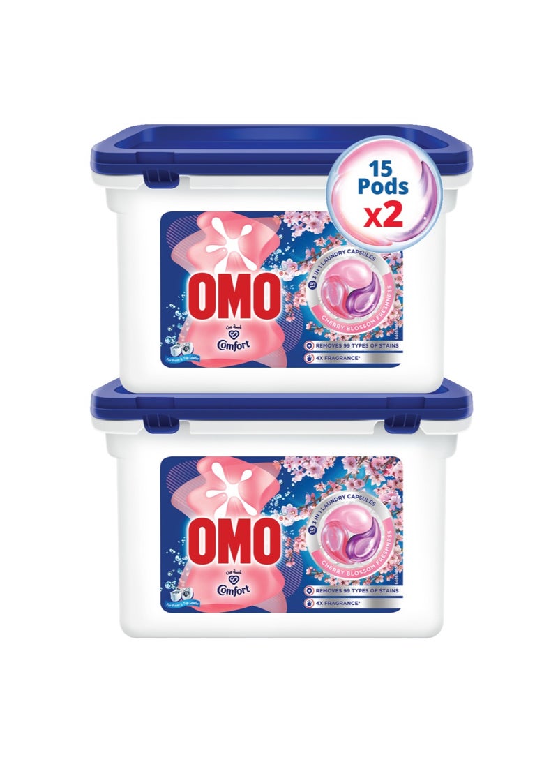 Omo كبسولات الغسيل 3 في 1 من أومو كومفورت برائحة زهر الكرز المنعشة - Image 1