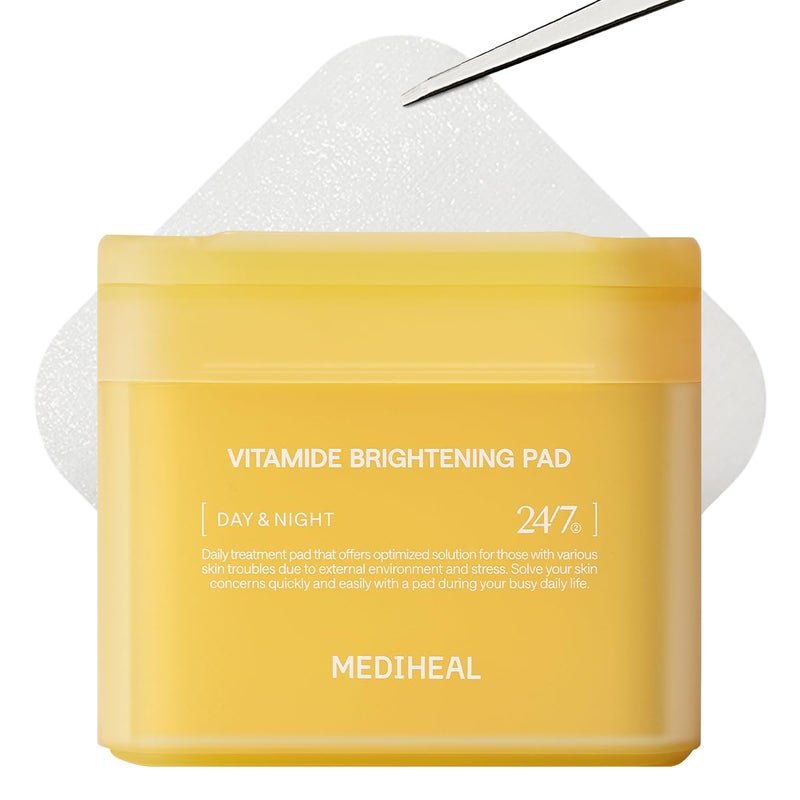 MEDIHEAL Toner Pads [Vitamide] - Radiance Boosting Pad for Clear, Illuminating Skin - Contains Niacinamide & Sea Buckthorn - Blemish Care, Skin Toning - Vegan Stretchable Fabric Pads (100 Count) - Image 1