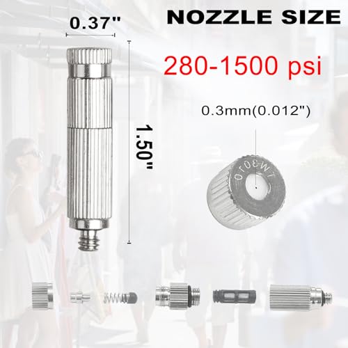 TL TOOLEGIN High-Performance Brass Patio Misting Kit – 11 Brass Anti-Drip Micro-Nozzles & 16 1/4″ Slip Connectors for High-Pressure Outdoor Cooling Misting (UNC 10/24, 0.012″ Precision Orifice, 280-1500 psi) - Image 3