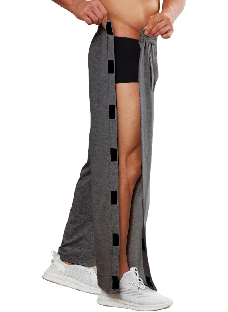 Men's Tear-Off Post-Surgery Pants: Suitable for individuals with mobility issues. Side-fastening, slit-front athletic pants. Loose-fitting, casual post-operative pants with pockets. - Image 3