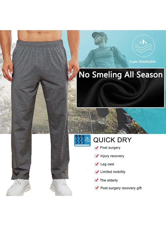 Men's Tear-Off Post-Surgery Pants: Suitable for individuals with mobility issues. Side-fastening, slit-front athletic pants. Loose-fitting, casual post-operative pants with pockets. - Image 4