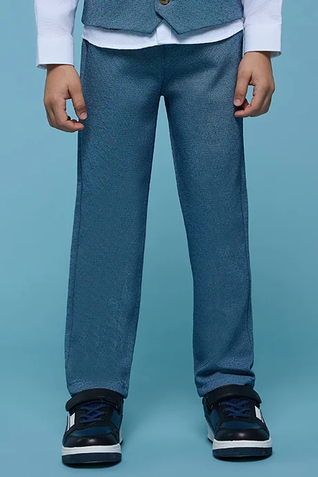 R&B Solid Trousers with Drawstring Waist