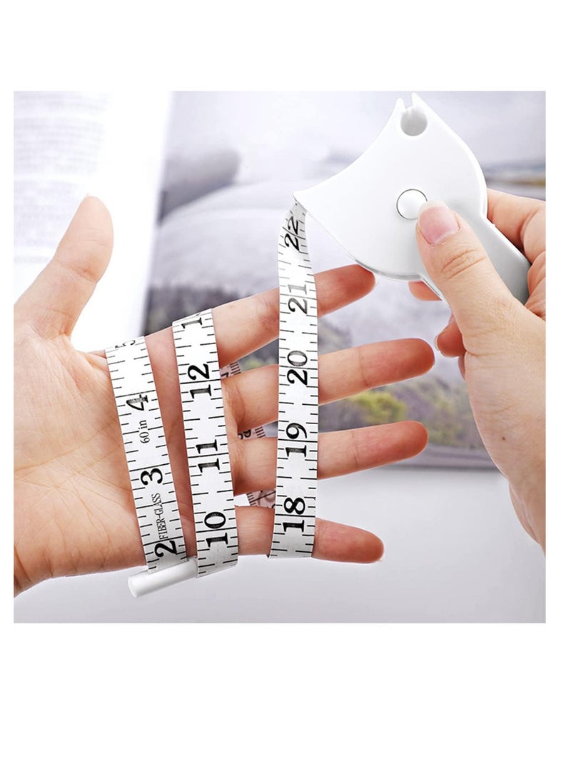 ECVV شريط قياس الجسم الأبيض ECVV مقاس 60 بوصة، شريط قياس الخصر الدقيق لفقدان الوزن، شريط الجسم التلسكوبي الأوتوماتيكي من Handcrafts Tailor - Image 2